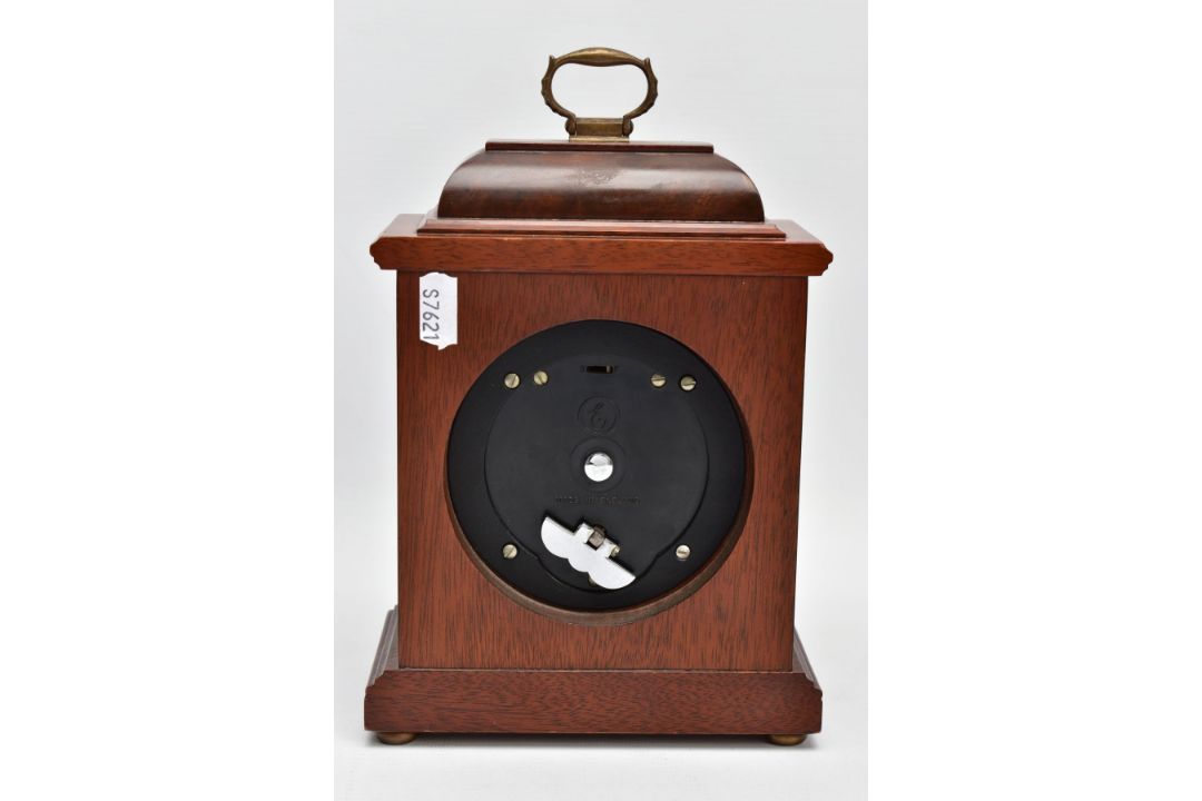 A BURR WOOD CASED GARRARD MANTLE CLOCK, London Elliott mantel clock the silvered ring set with Roman - Image 4 of 6