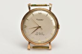 A 9CT GOLD AUTOMATIC ROTARY WRISTWATCH, silvered dial with baton markers and quarterly Arabic