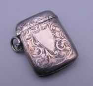 A silver vesta case. 3 cm wide.