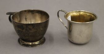 Two silver Christening mugs. Each 5.5 cm high. 5.3 troy ounces.