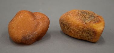Two pieces of natural amber. 88.5 grammes.