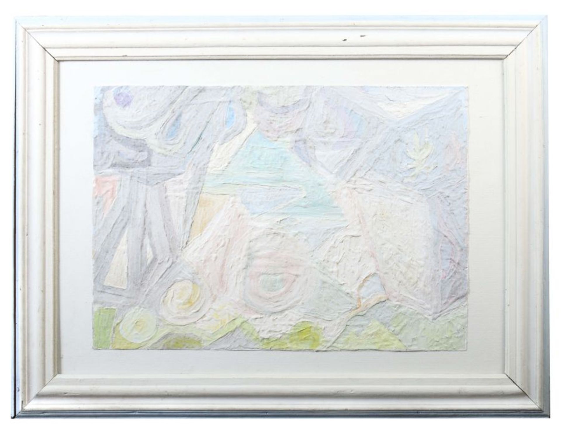 Maler des 20. Jh. "Frühlingslandschaft", stilisierte Darstellung in Gelb, Violett und Rosa, nicht - Bild 2 aus 3