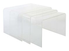 3 Satztische Deutschland, gebogenes Acrylglas in U-Form, HxBxT: bis 35/50,5/40 cm. Normale