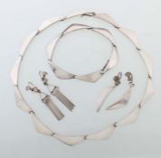 Konvolut Dänischer Designer-Schmuck U.a. 1950er/60er Jahre, u.a. Hans Hansen, Dänemark, Silber 925,