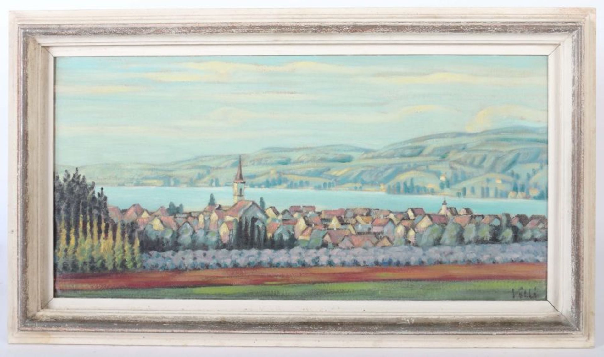 Vollé, Rolf Basel 1901 - 1956 ebenda, schweizer Kunstmaler. "Blick auf Steckborn", stilisierte - Bild 2 aus 4