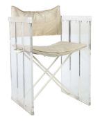 Klapp- oder Faltstuhl Deutschland, 1980/90er Jahre, Konstruktion aus starkwandigen Acrylwangen,