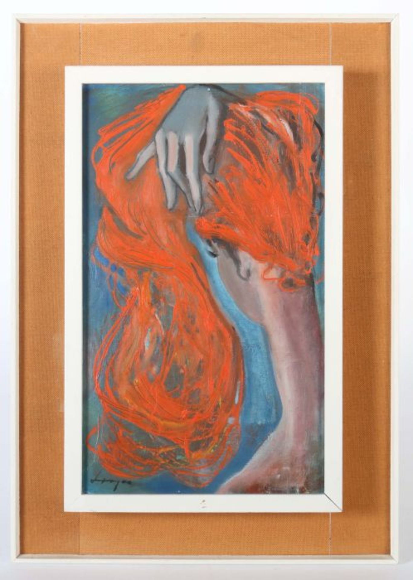 Italienischer Maler des 20. Jh. "Rothaarige Schönheit", Rückenteilansicht einer Dame mit - Bild 2 aus 4