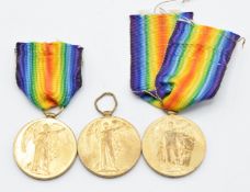 Three British Army WW1 Victory Medals named to 12518 Pte F Morris, King's Royal Rifle Corps, 62506