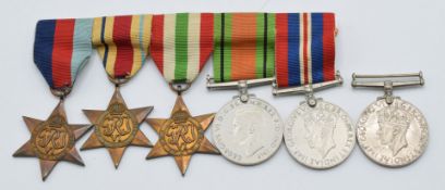 British Forces WW2 medals comprising 1939-1945 Star, Africa Star, Italy Star, Defence and War