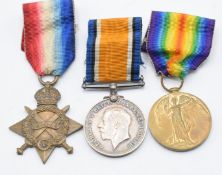 British Army WW1 medal trio comprising 1914-1915 Star, War Medal and Victory Medal named to 2nd