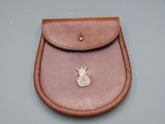 British Army Black Watch undress leather sporran supplied by Kemp's of Perth