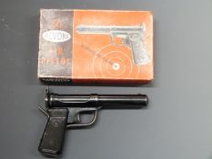 Accles & Shelvoke Ltd Acvoke .177 air pistol with named and reeded grips, NVSN, in original box with