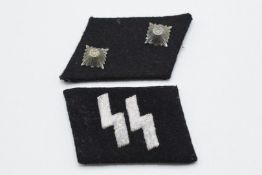 German WW2 Third Reich Waffen SS officer's collar rank and SS insignia