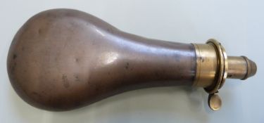 Bartram & Co Extra Quality copper and brass powder flask, 20cm long