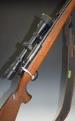 BSA CF2 .243 bolt-action rifle with chequered semi-pistol grip and forend, raised cheek piece,