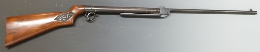 BSA Linclon Jeffries style .177 air rifle with BSA to the chequered grip and adjustable sights and