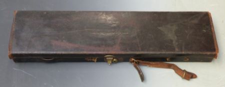 W W Greener leather bound shotgun case with fitted interior and original label 'WW Greener Gun Rifle