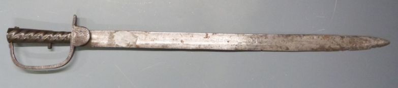 Indian made all steel bayonet, the engraved langet with ribbed hilt, probably inspired by the