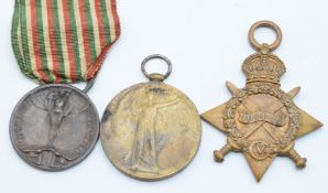 Three WW1 medals comprising 1914-1915 Star named to 82437 Sapper I W Lawrence, Victory Medal named
