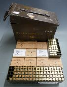 Three-huncdred-and-twenty-nine 7.62mm rifle cartridges, some in original boxes, in a military