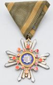 Japan Order of the Sacred Treasure Medal with breast attachment, in lacquered box