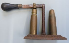 James Dixon & Sons Hawkley patent 12 bore shotgun cartridge capper and decapper with turned wooden