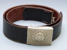 German leather belt with Einigkeit Recht Freiheit buckle and Dietmar Kirschstein name label