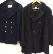 Naval peacoat with 46L to internal label, together with a similar French example, size large