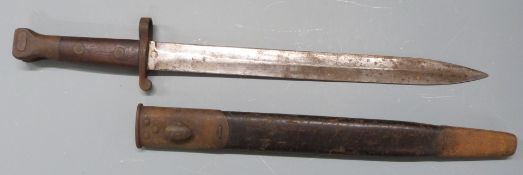 British 1888 pattern Lee Metford bayonet with grip plates secured by two rivets, 30.5cm double edged