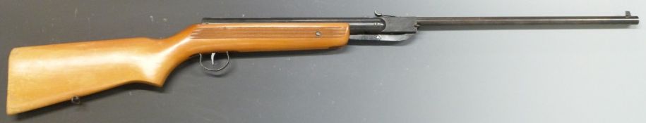 Rellum .22 air rifle with semi-pistol grip, raised cheek piece, sling suspension loops and