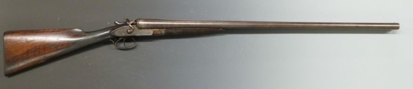 Thomas Adsett of Canterbury 10 bore side by side percussion hammer action shotgun with named lock,