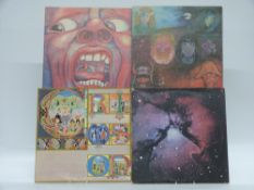King Crimson - Seven albums including In The Court Of The Crimson King (ILPS9111 pink rim), In The