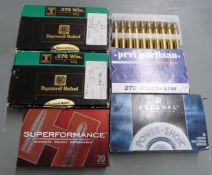 One-hundred-and-ten .270 Win rifle cartridges, all in original boxes. PLEASE NOTE THAT A VALID