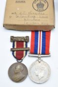 British Army WW2 War Medal with postal address box to E J Thaeder London together with a London