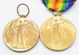Two British Army WW1 Victory Medals named to 108451 Pte W C Sneller, Liverpool Regiment, and 30243
