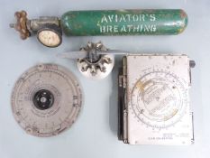 Air speed calculator, navigational computer with Air Ministry Mark, model of air craft engine /