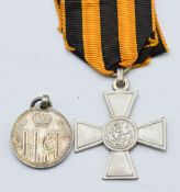 Russia Cross of St George Medal 4th Class, together with a Czar Nicholas II Coronation Medal