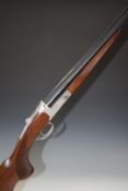 Yildiz .410 side by side shotgun with engraved scenes of birds to the lock and underside, engraved