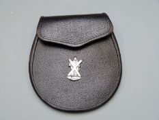 British Army Black Watch undress leather sporran with Pte D Coy 96 to interior