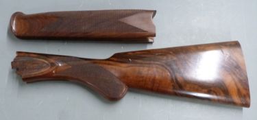 Caesar Guerini sidelock semi-pistol grip shotgun stock (40cm long) and chequered forend (26.5cm