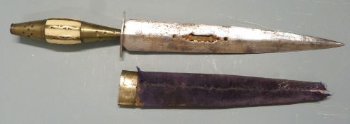 Eastern dagger with double edged 22cm blade and sheath. PLEASE NOTE ALL BLADED ITEMS ARE SUBJECT