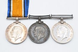 Two British Army WW1 War Medals named to 3216 Sgt G Jerrold, Royal Sussex Regiment, and 30433 Pte