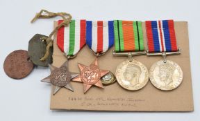 British Army WW1 medals comprising The Italy Star, France and Germany Star, Defence Medal and War