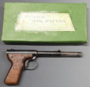 Diana Model 2 .177 air pistol with shaped wooden grips, NVSN, in reproduction box.