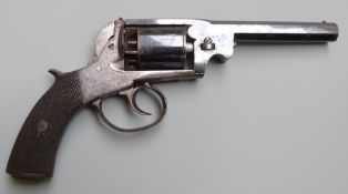 Webley style 80 bore five shot double action percussion revolver with frame engraved 'London
