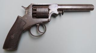 Adams style 80 bore five shot double action percussion revolver with top strap engraved 'Double