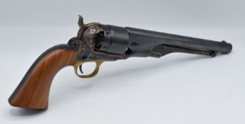 Italian Colt Army .44 six shot single action percussion revolver with engraved scenes of ships to