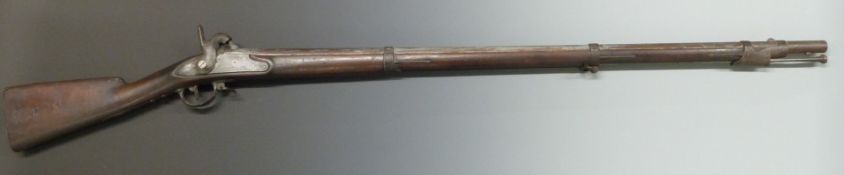 French percussion hammer action musket with 'Mre Imp de Chatellerault' engraved to the lock, steel