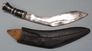 Kukri with leather sheath, 28cm blade. PLEASE NOTE ALL BLADED ITEMS ARE SUBJECT TO OVER 18 CHECK