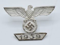 German Army WW2 Third Reich Nazi 'Spange Zum Eisernen Kreuz' bar to Iron Cross First Class, screw